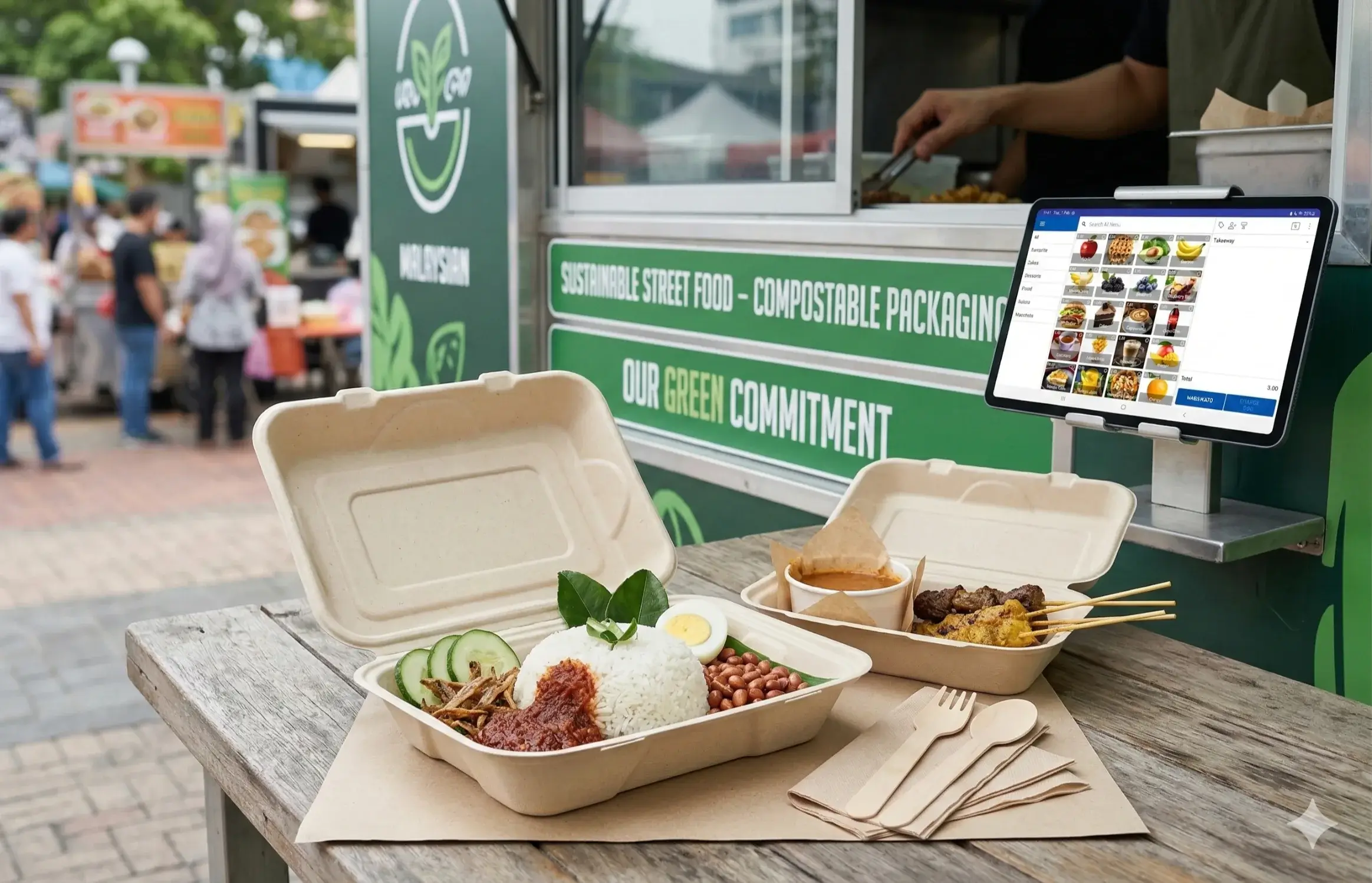 Sustainable food truck operations Malaysia using eco friendly packaging and containers