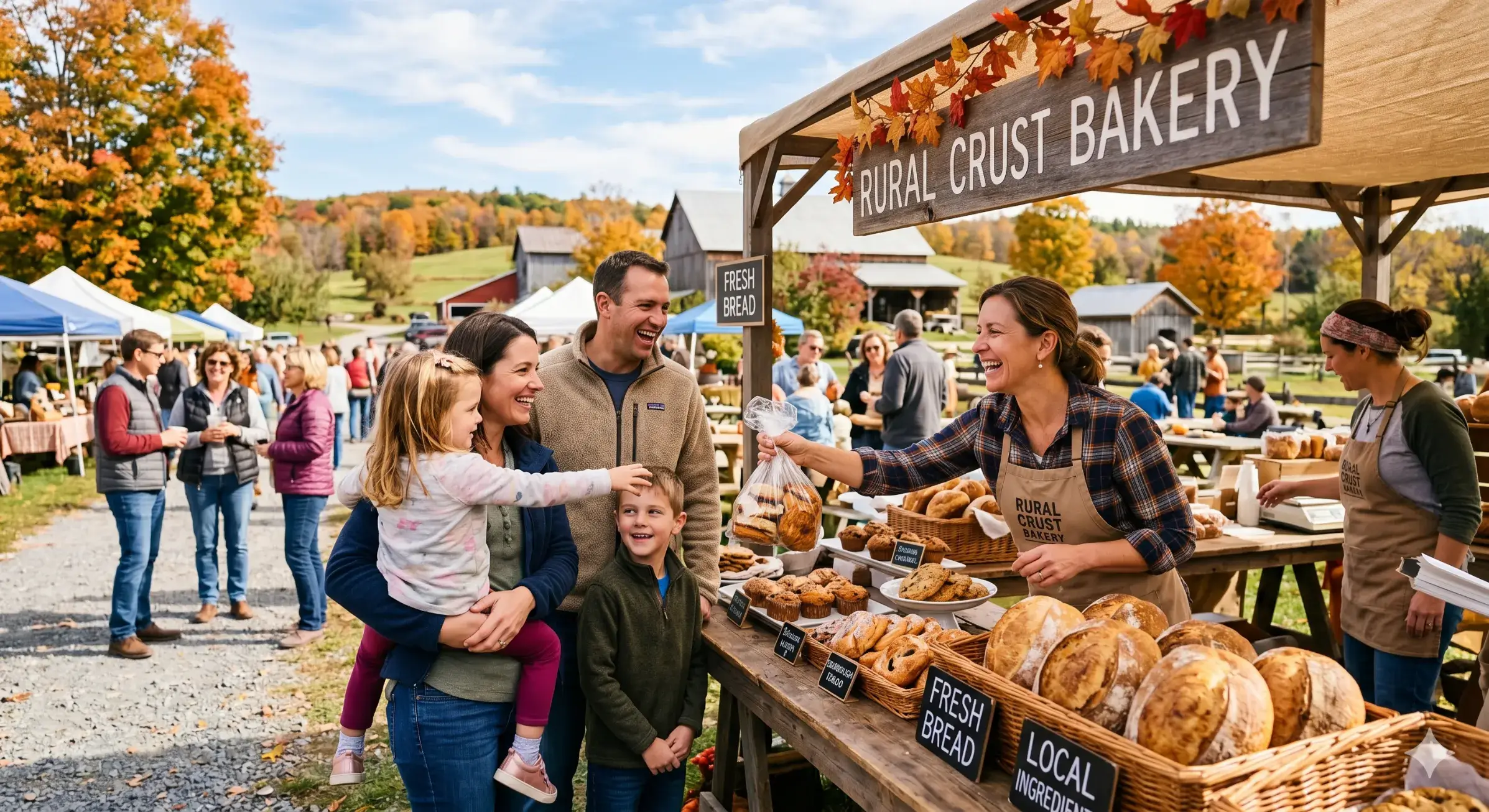 Local bakery participating in community event and serving customers