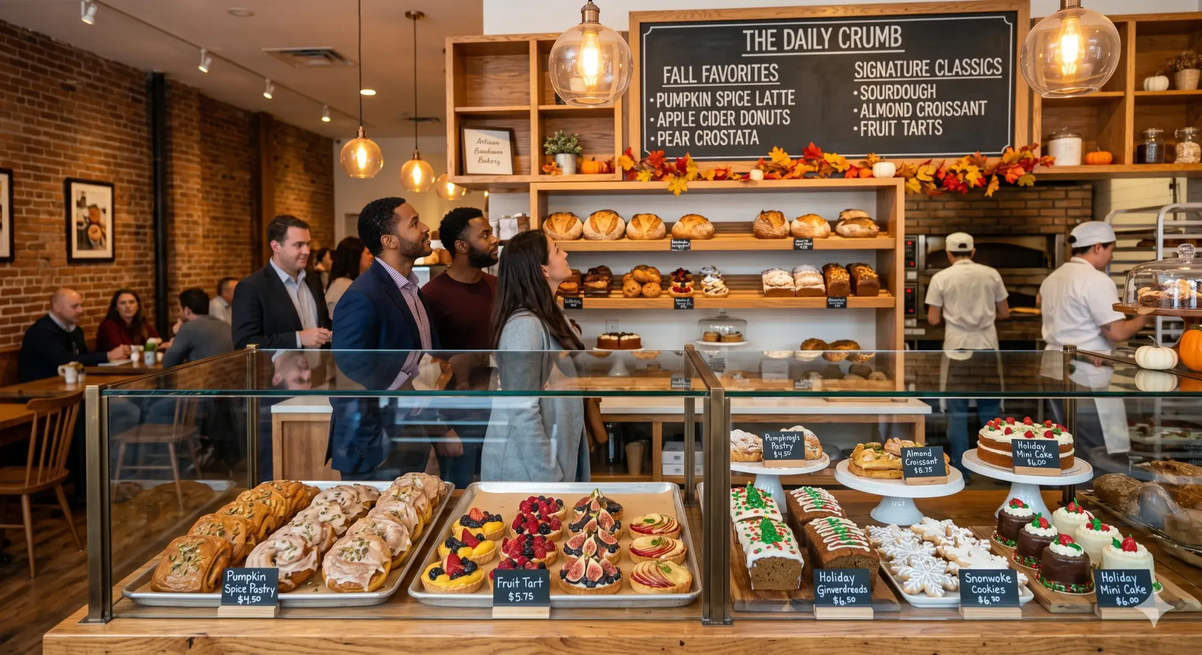 Bakery showcasing seasonal specials and signature baked goods on display